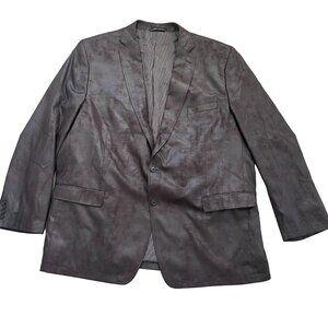 Calvin Klein Mens Faux Leather Blazer Jacket Sport Coat Notch Lapel Brown SZ 54L